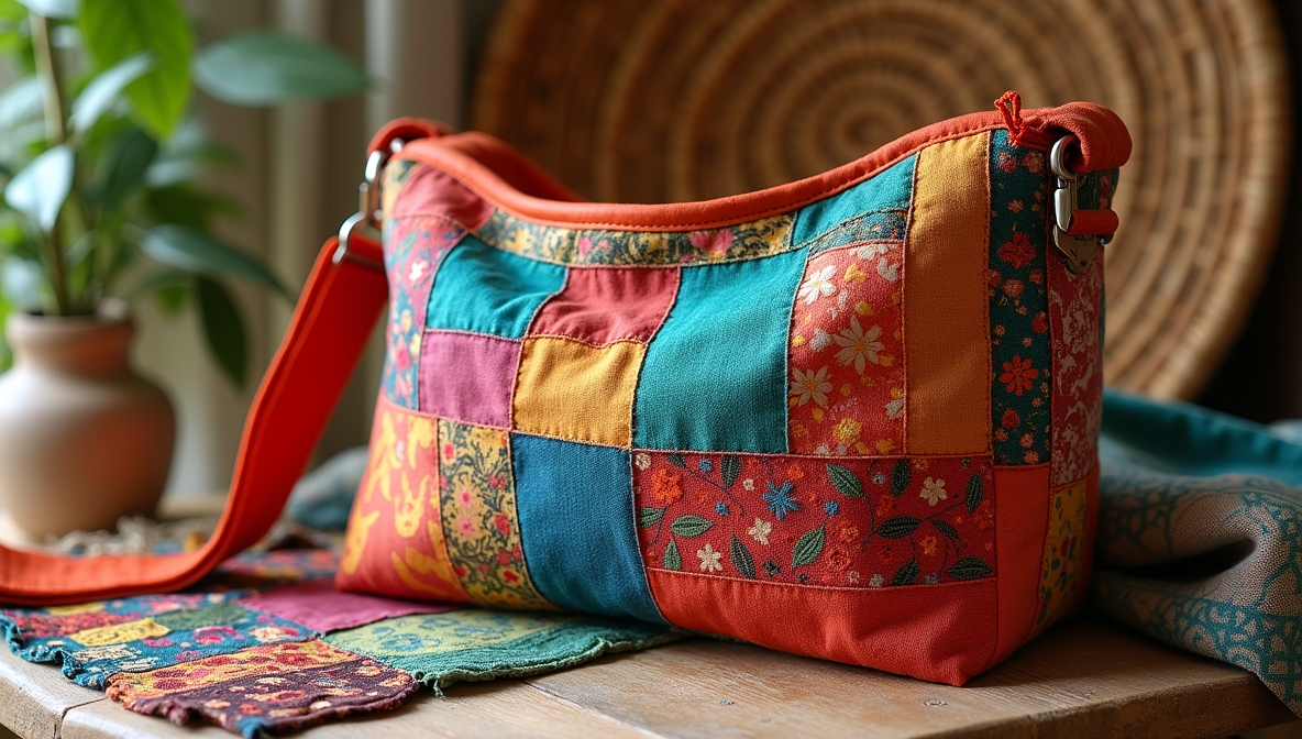 Handmade fabric bag showcase